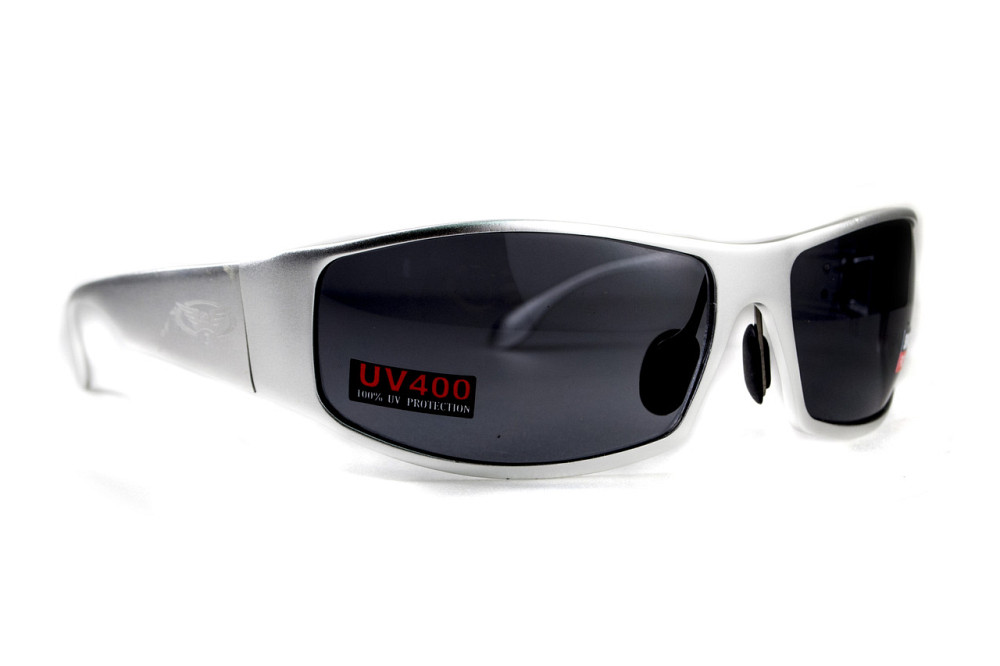 Окуляри захисні Global Vision BAD-ASS-1 Silver (gray) чорні в металевій оправі Запоріжжя - фото 4