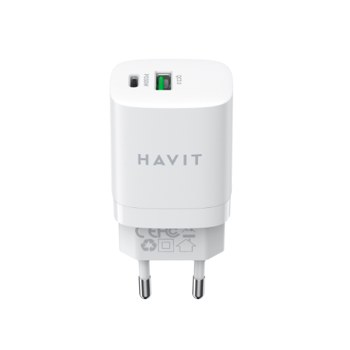 Зарядний пристрій мережевий USB/Type-C 30W білий Havit HV-UC30 White Житомир