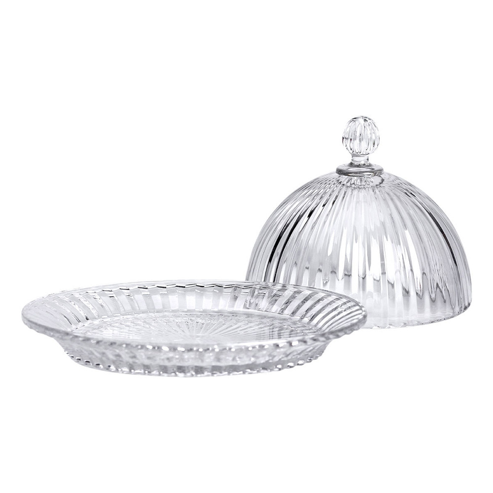 Yiwu Блюдо сервірувальне з кришкою Ø 20 см скляне прозоре для десертів, випічки, фруктів HP-YH- Коломыя - изображение 4