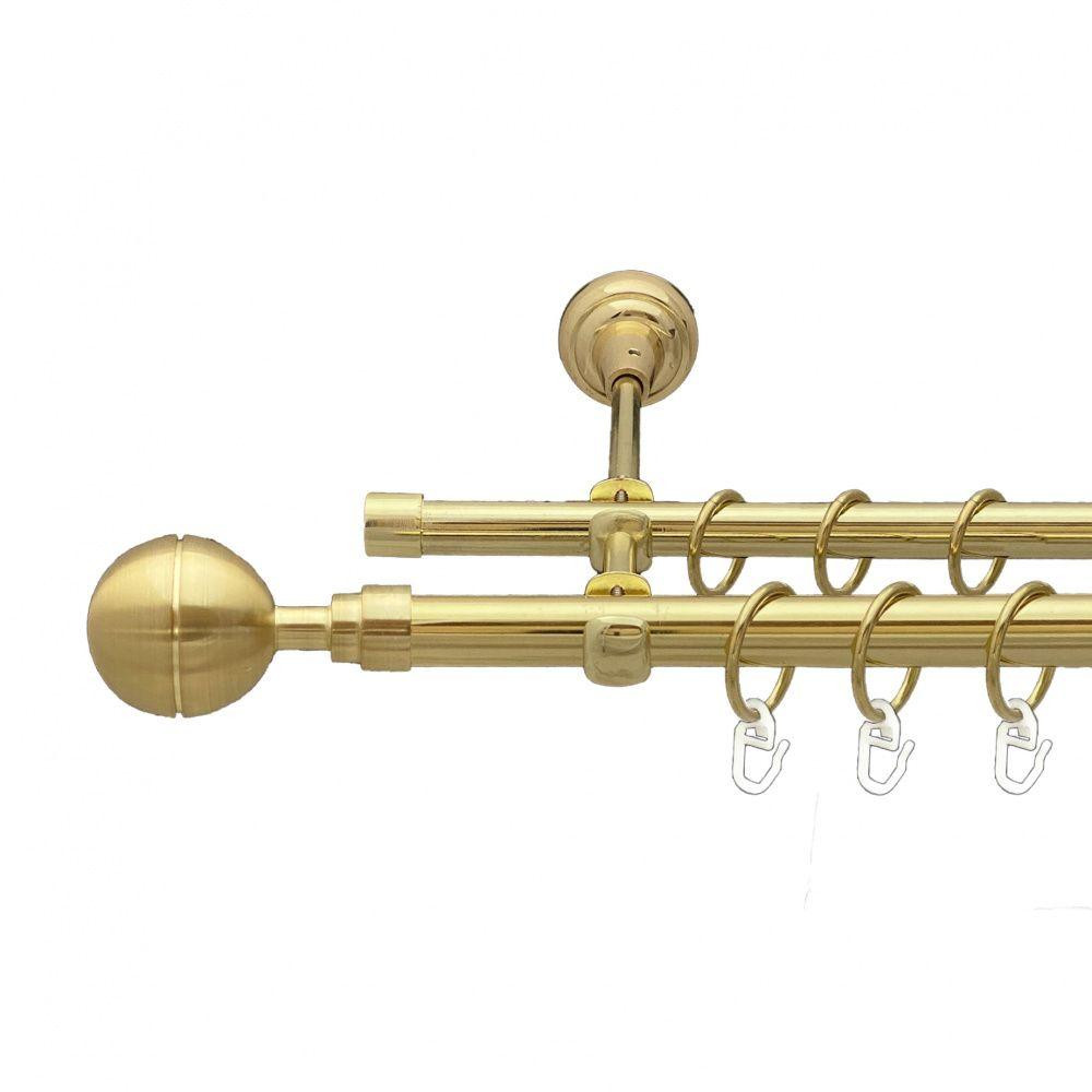 Карниз Orvit Корсо металевий дворядний відкритий гладка труба кільце металеве Золото 19\16 мм 240 см Львов - изображение 1