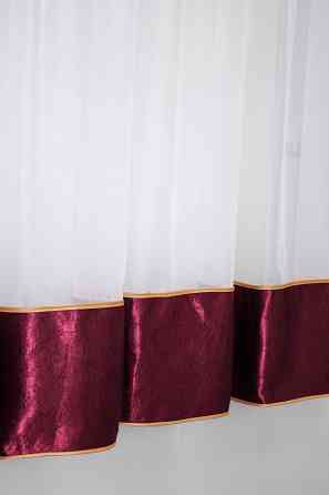 Кухонная занавеска VR-Textil № 00к белый с бордовым 280х170 см (59-804) Киев