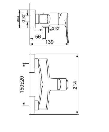Змішувач для душу VOLLE DANIELLA  хром 15163100 Київ