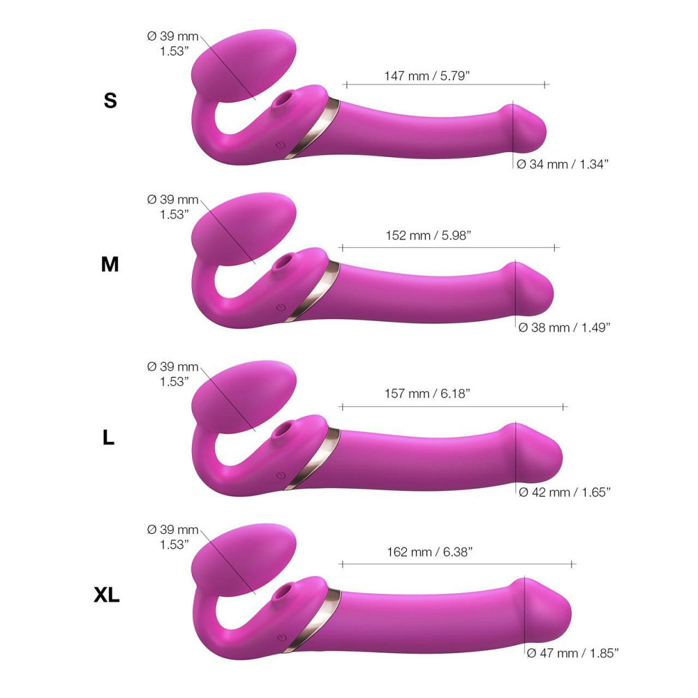 Безремневой вибрострапон с вакуумной стимуляцией Strap-On-Me MULTI ORGASM Fuchsia M, регулируемый Sex Aura Киев - изображение 5