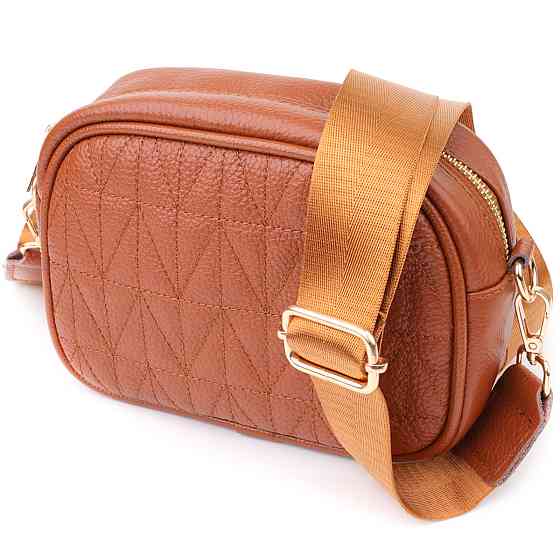 Стеганая сумка для женщин из натуральной кожи Vintage 22899 Рыжий Киев