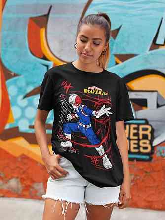 Футболка з аніме принтом Моя геройська академія оверсайз (S/M/L) Чорний AnimeJ1147 Дніпро