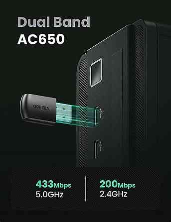 Бездротовий USB-адаптер UGREEN AC650 Dual-Band Київ