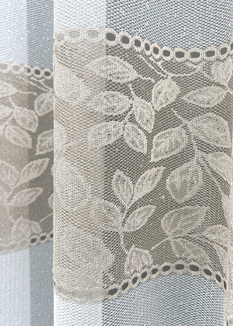 Тюль VR-Textil 2011т Жакард Білий з капучино 300х250 см (42-1339) Київ - фото 4