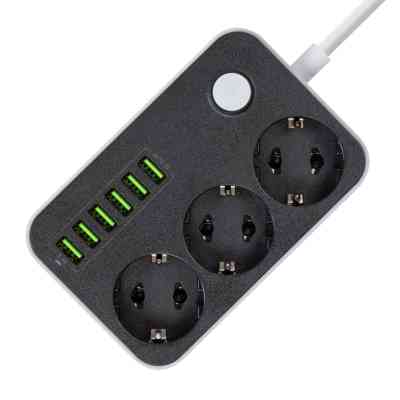 Мережевий фільтр живлення ColorWay CW-CHЕ36B, 3 розетки/6USB Black 1.8M (CW-CHE36B) Вінниця