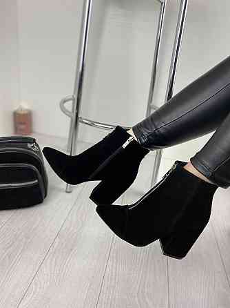 Замшеві черевики жіночі демісезонні весна-осінь чорні на стійкому каблуці р. 36, 37 2726 Коломия