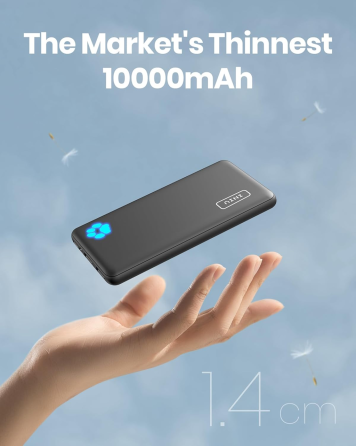 Power Bank INIU 10000 мАч, 3A быстрая зарядка, USB-C IN/OUT, 2×USB-A, 3 устройства, тонкий корпус, Black Киев
