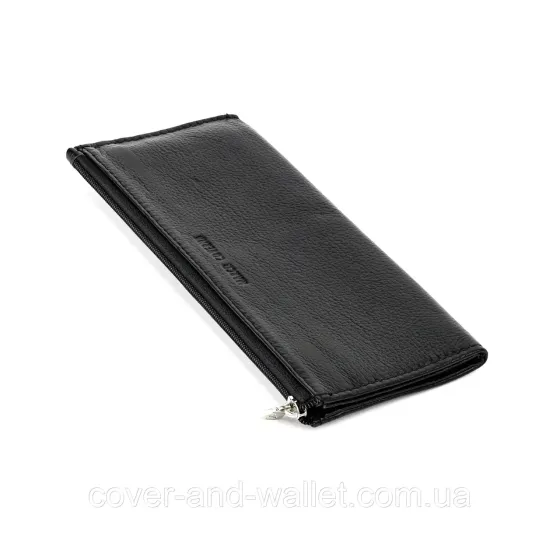 Довгий тонкий гаманець купюрник чорного кольору на блискавці Marco Coverna 8805 Київ