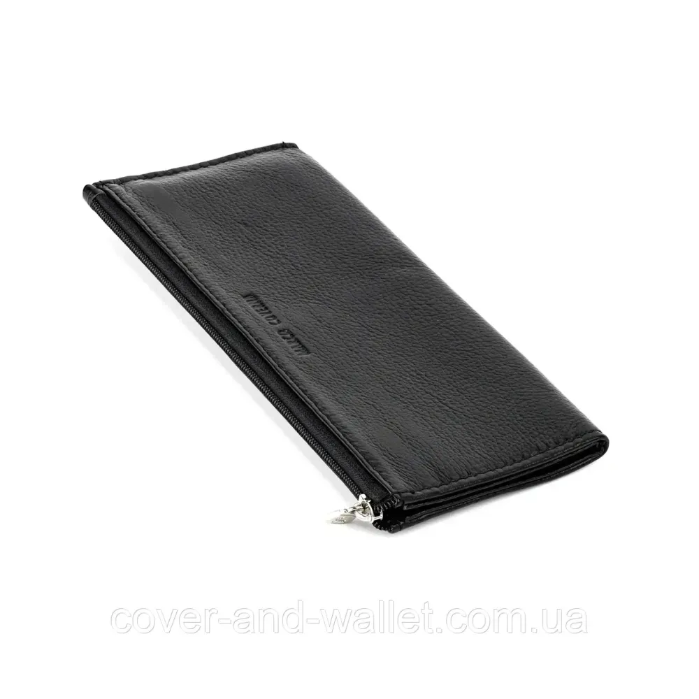 Довгий тонкий гаманець купюрник чорного кольору на блискавці Marco Coverna 8805 Київ - фото 1