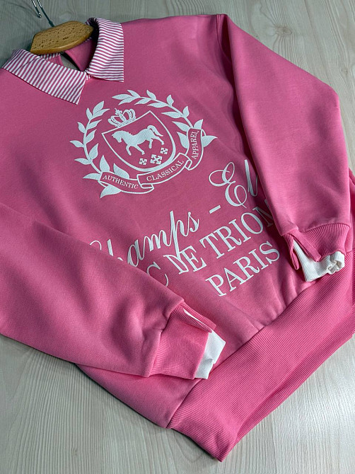 Світшот жіночий OLIVIA 2473 утеплений на флісі з коміром та принтом, рожевий, one size Київ - фото 16