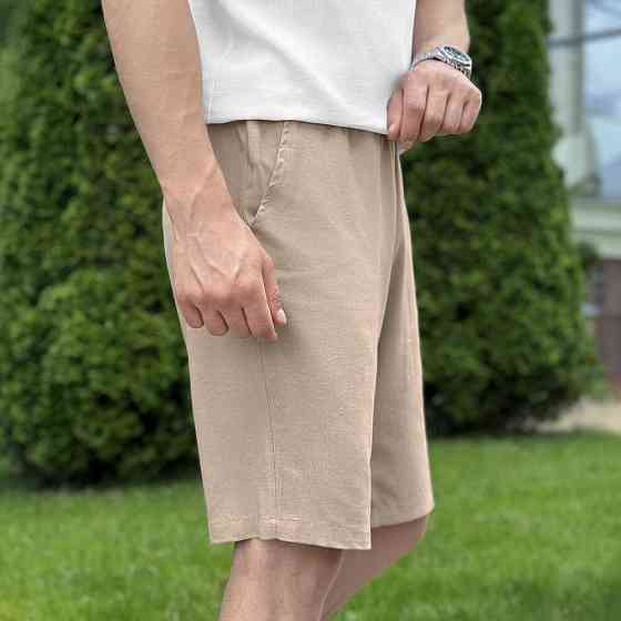 Шорти чоловічі льняні з кишенями бежеві Pobedov Marsel Київ