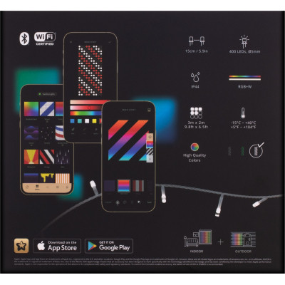 Гірлянда Twinkly Smart LED Curtain RGBW 400, Gen II, IP44, 1.45 х 2.1м, прозорий (TWW400SPP-TEU) Вінниця - фото 5