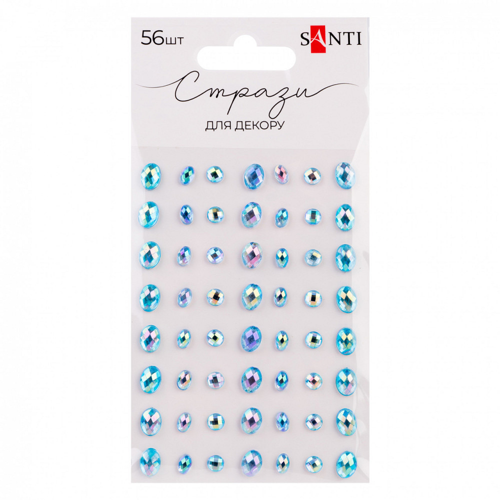 Стрази "Santi" самоклеючі "Росинки" блакитні, 56 шт 743015, шт Київ - фото 1