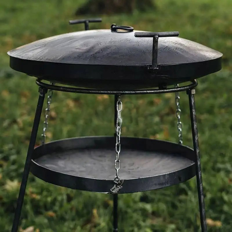 Сковорода з диска борони САДЖ 50 см з кришкою та підставкою для вогню, розбірні ніжки Київ - фото 1