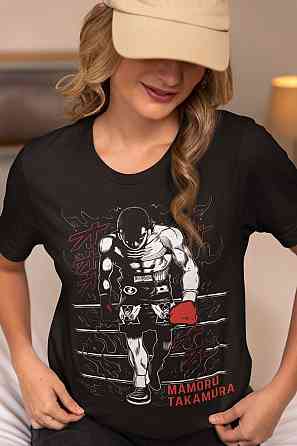 Футболка для мальчика аниме Хаджиме Но Іппо Іппо оверсайз (рост от 165 до 180 ) Черний AnimeJ0557m Днепр