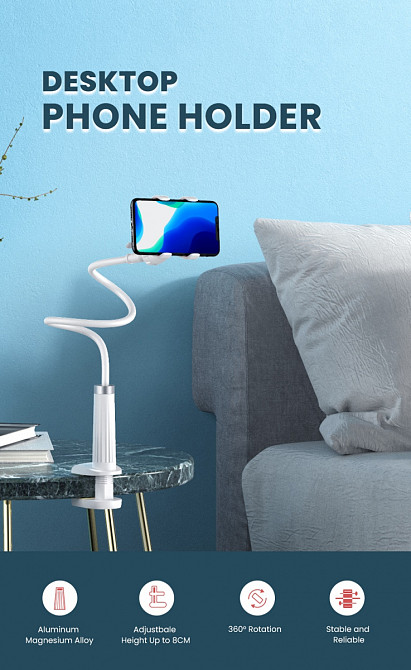 Гнучкий механічний тримувач/підставка для смартфона Ugreen LP133 (Білий) Николаев - изображение 3