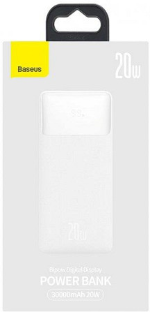 Внешнее зарядное устройство Baseus Bipow Digital Display 30000mAh 20W PPDML-N02 Белый Винница - изображение 5