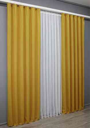 Комплект готовых штор VR-Textil Микровелюр Petek № 1505ш Желтый 150х290 см 2 шт (33-0385) Киев