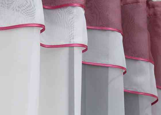 Гардина арка на кухню VR-Textil № 110к белый с малиновым 270х170 см (52-0882) Киев