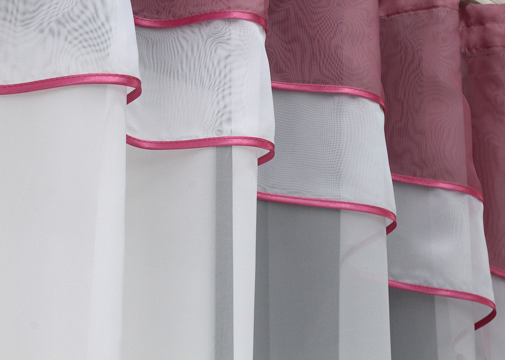 Гардина арка на кухню VR-Textil № 110к белый с малиновым 270х170 см (52-0882) Киев - изображение 4