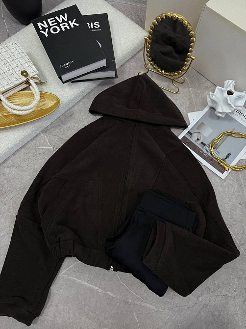 Женский теплый повседневный костюм двусторонний полар Флис Шоколад, 42/44 Одесса - изображение 1