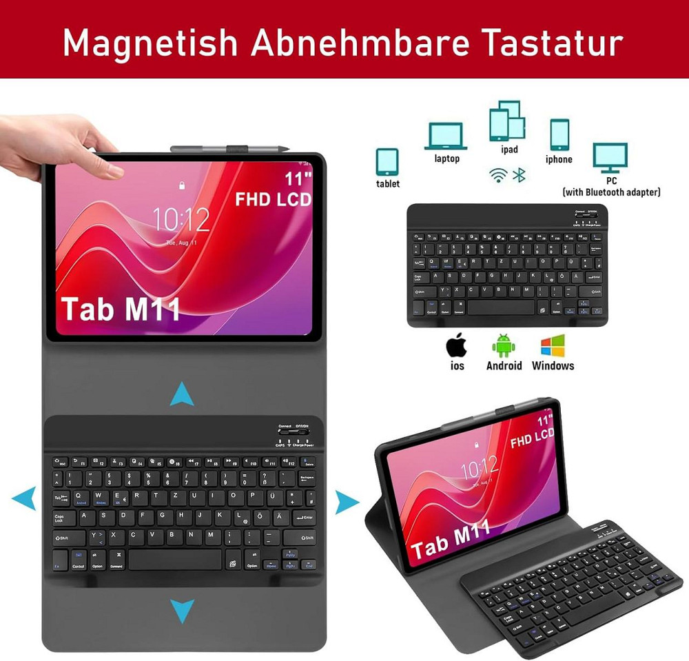 Чехол с клавиатурой для Lenovo Tab M11 11 дюймов 2024 (TB330FU/TB330XU) Днепр - изображение 6