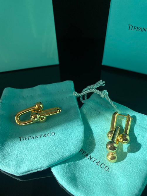 Tiffany Тиффани крупные серьги hardwear лимонное золото (покрытие) / упакованы в мешочек Одесса - изображение 2