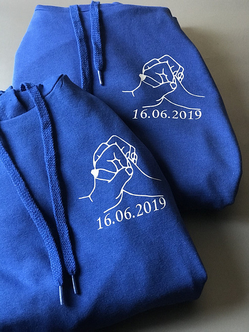 Парні толстовки з капюшоном для хлопця та дівчини з принтом Разом назавжди з датами Чернівці - фото 4