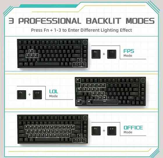 Ajazz AK820 механическая хотсвапная игровая клавиатура. Харьков