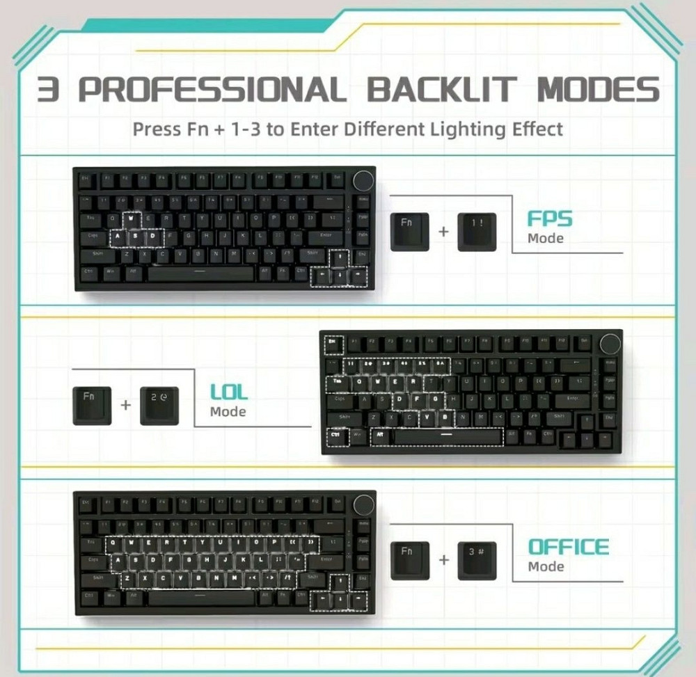 Ajazz AK820 механическая хотсвапная игровая клавиатура. Харьков - изображение 4