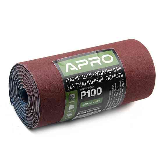 Бумага шлифовальная P100 рулон 200мм*10м (тканевая основа) APRO Ровно