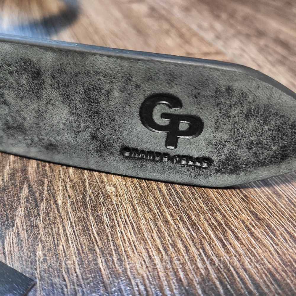 Серый мужской ремень из итальянской винтажной кожи 35мм Grande Pelle Labbro Киев - изображение 3