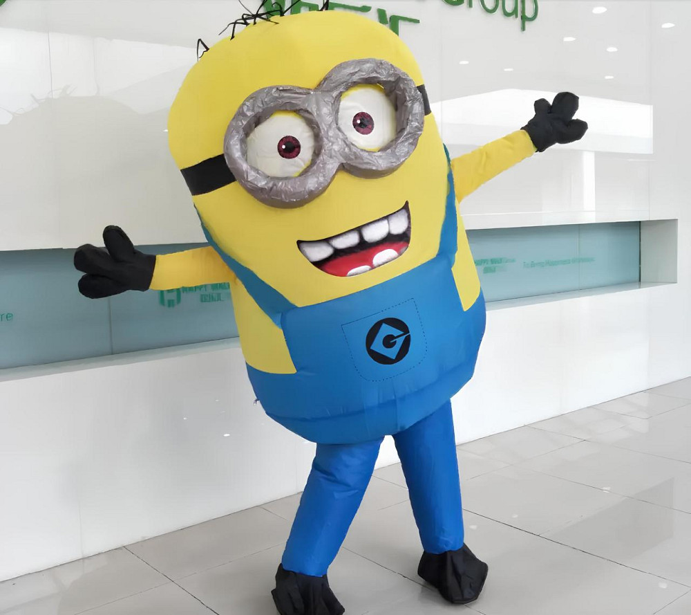 Надувной костюм Миньон двуглазый RESTEQ для взрослых — костюм на Хэллоуин, рост 150–185 см, с вентилятором Киев - изображение 1