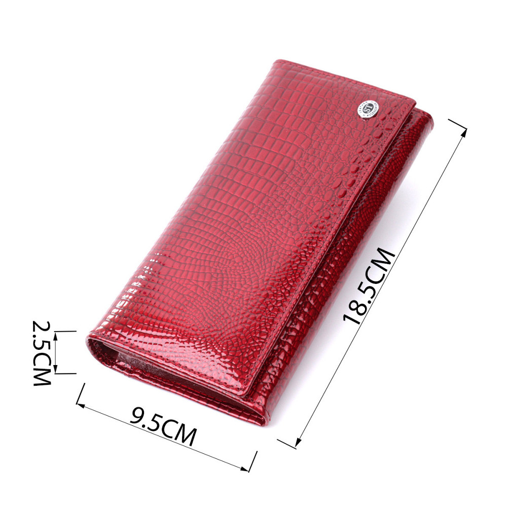 Кошелек для женщин из натуральной лакированной кожи Красный (ST Leather) Киев - изображение 7