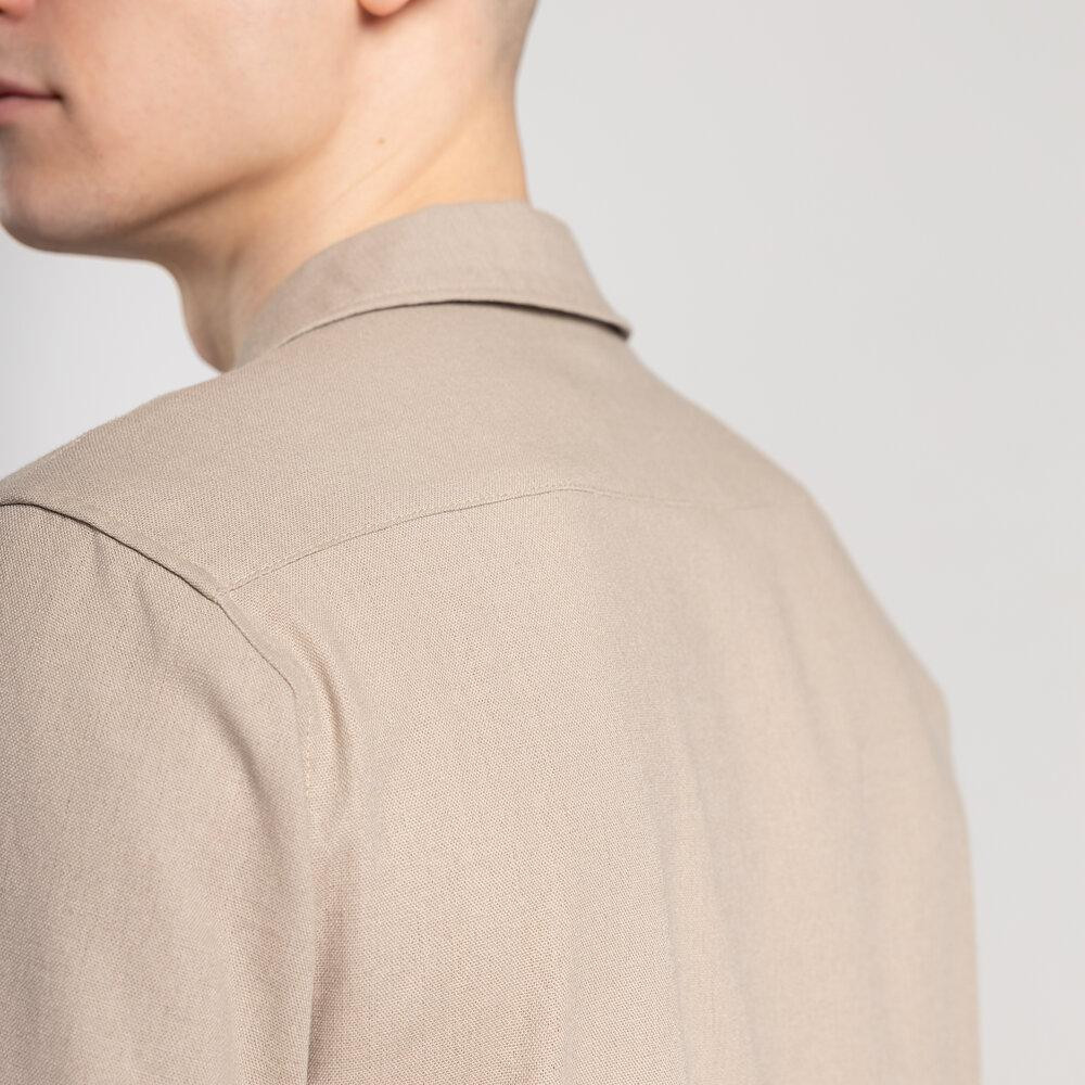 Чоловіча сорочка з коротким рукавом бежева Pobedov Marsel Київ - фото 8