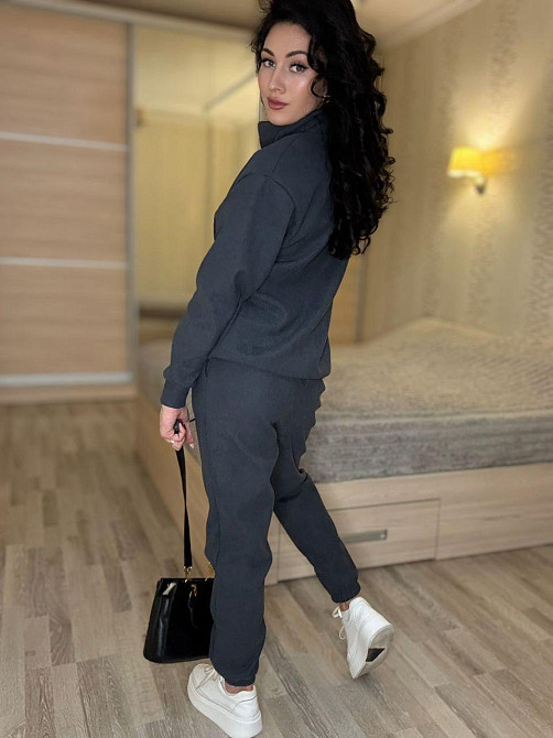 Жіночий теплий костюм-двійка: кофта та штани вельвет на щільному флісі Графіт, 46/48 Одеса - фото 5