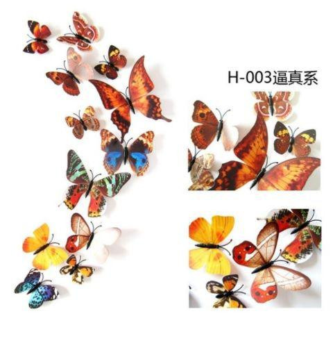 Бабочки разноцветные на магните - в наборе 12шт. разных размеров, пластик, в набор так же входит скотч Киев - изображение 1