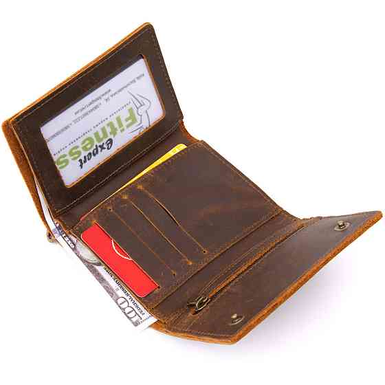 Портмоне унісекс з ланцюжком матове Vintage 20439 Коричневе Київ