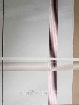 Шпалери вінілові Lutece Bensimon геометрія смуги квадрати білі жовті бордові зелені на світло-бежевому Київ