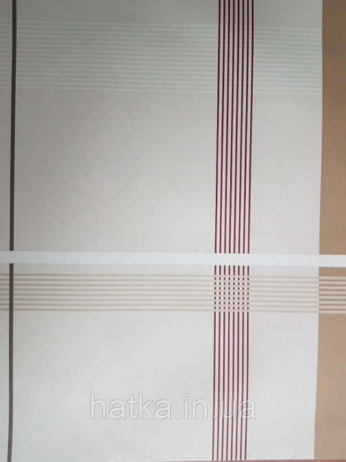 Шпалери вінілові Lutece Bensimon геометрія смуги квадрати білі жовті бордові зелені на світло-бежевому Київ - фото 2