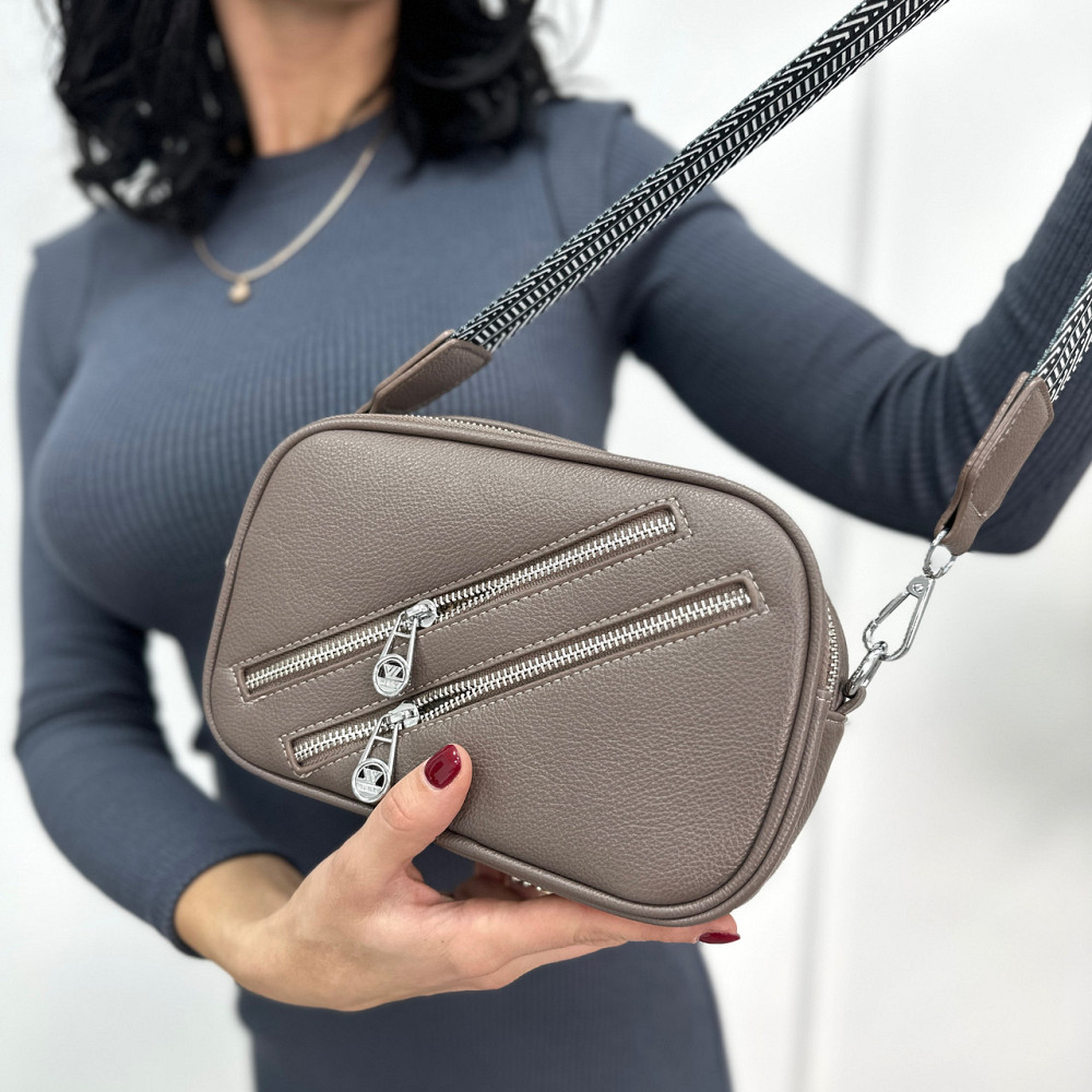 Маленькая женская сумочка с молниями Look Капучино Киев - изображение 1