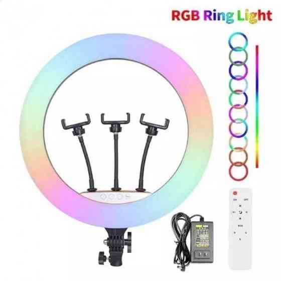 Кільцева LED лампа RGB Ring Fill Light 45 см сенсорне управління + пульт і три тримача для телефону Киев