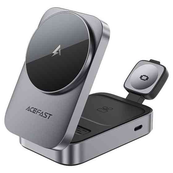Беспроводное зарядное устройство ACEFAST E22 Desktop 3-in-1 Wireless Charging holder Metal Gray Одесса