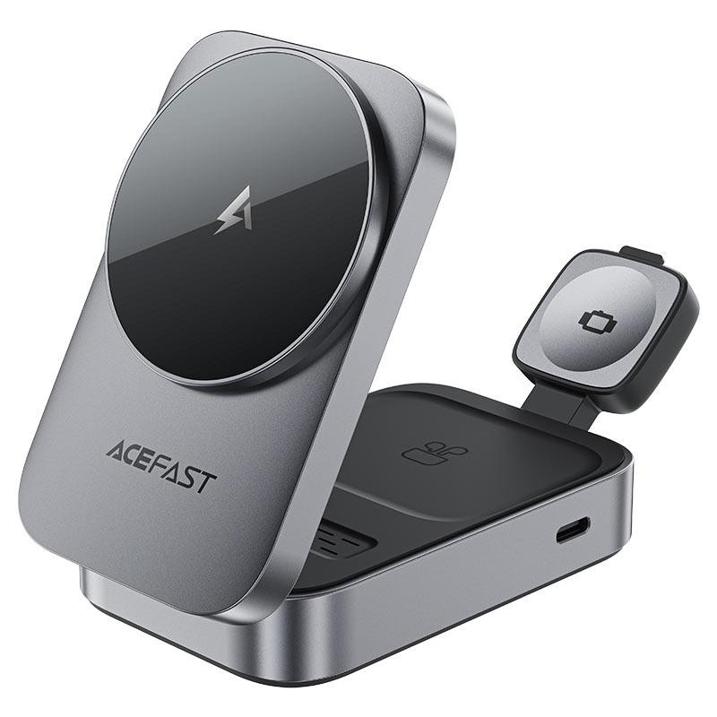 Бездротовий зарядний пристрій ACEFAST E22 Desktop 3-in-1 Wireless Charging holder Metal Gray Одеса - фото 1