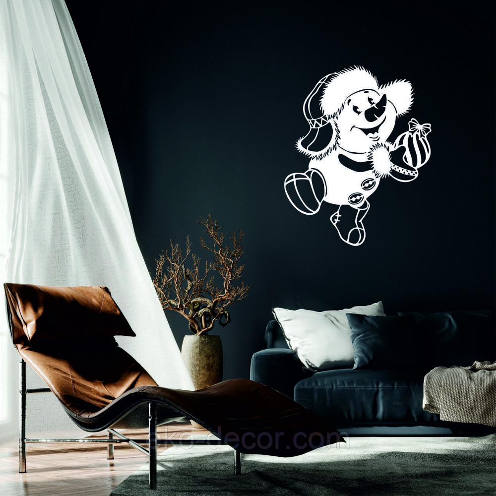 Декоративное настенное Панно «Снеговик», Декор на стену 90*73 см, Белый Киев - изображение 3