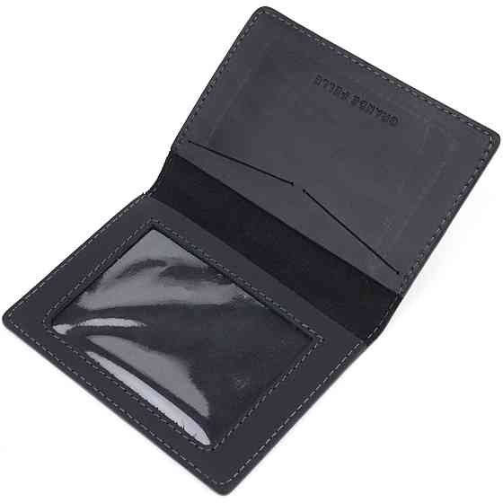 Стильна обкладинка на військовий квиток у вінтажній шкірі Карта GRANDE PELLE 16780 Чорна Київ