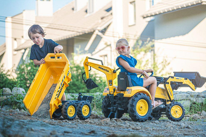Дитячий педальний трактор з причепом і ковшами Falk Komatsu 2086W для дітей Київ - фото 7